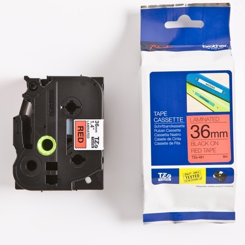 Плёнка для наклеек Brother TZE-461 чёрный шрифт на красной основе, 36мм*8м